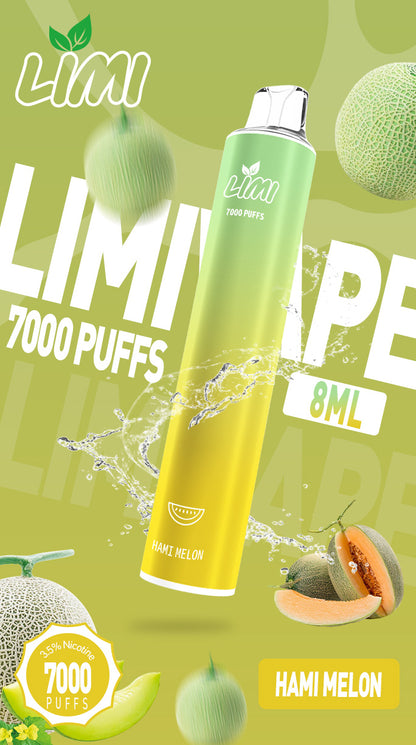 LIMI7000口拋棄式｜ILIA哩亞同廠生產，煙油容量更高 口味更優化｜超長續航 × 發光炫彩｜一次性便攜式圓管電子煙｜VAKA糖果雲煙館