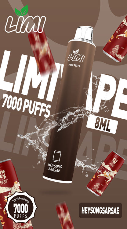 LIMI7000口拋棄式｜ILIA哩亞同廠生產，煙油容量更高 口味更優化｜超長續航 × 發光炫彩｜一次性便攜式圓管電子煙｜VAKA糖果雲煙館