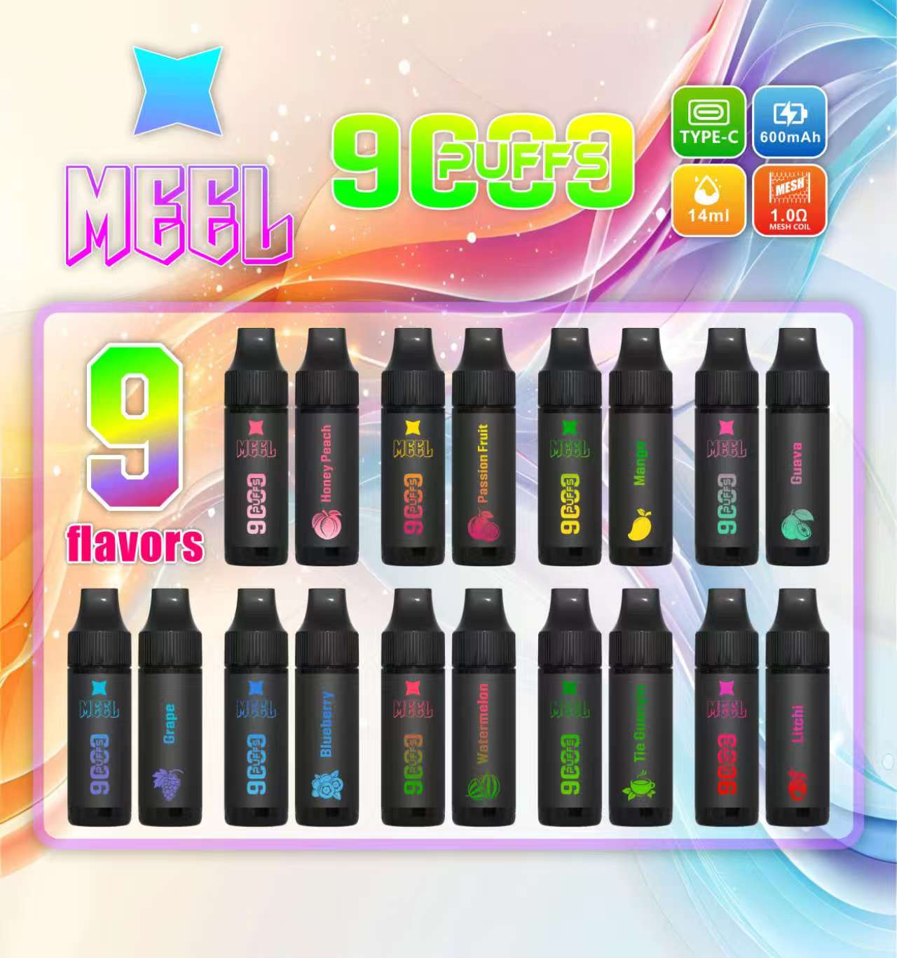 【MEEL 9000 PUFFS 一次性霧化棒】Marbo同款一次性抛棄式電子煙-多口味均衡輸出-大容量拋棄式-VAKA糖果雲煙館