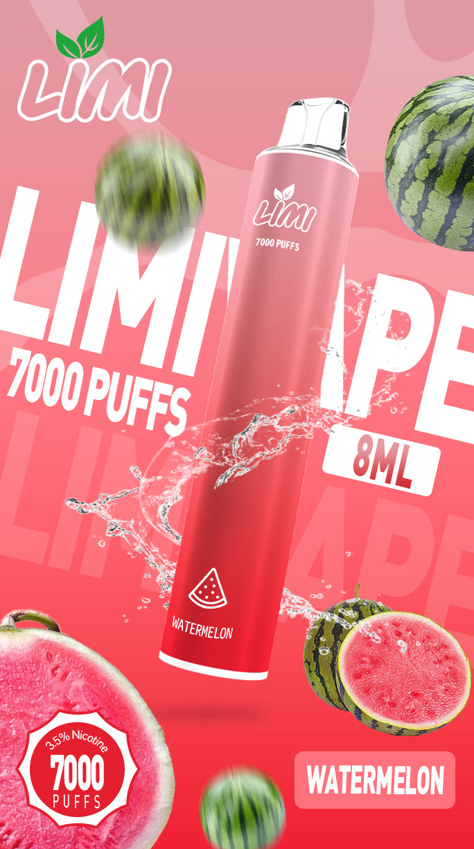 LIMI7000口拋棄式｜ILIA哩亞同廠生產，煙油容量更高 口味更優化｜超長續航 × 發光炫彩｜一次性便攜式圓管電子煙｜VAKA糖果雲煙館