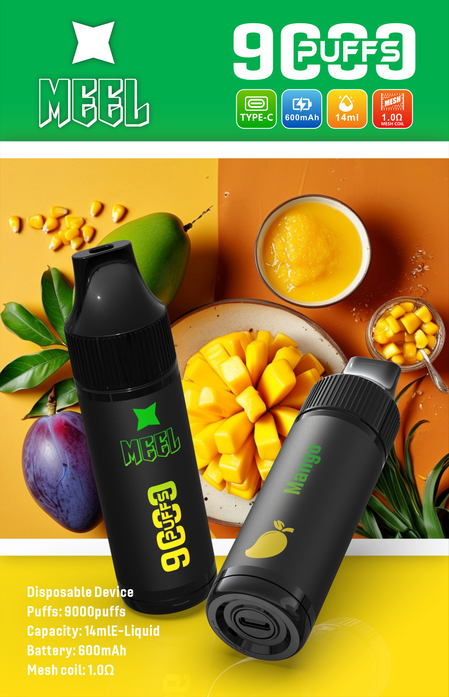 【MEEL 9000 PUFFS 一次性霧化棒】Marbo同款一次性抛棄式電子煙-多口味均衡輸出-大容量拋棄式-VAKA糖果雲煙館