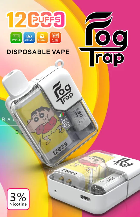 Fog Trap 12000口大容量拋棄式電子煙 | 拉布布・蠟筆小新聯名款 | 8.5ml・LCD 顯示 |VAKA糖果雲煙館