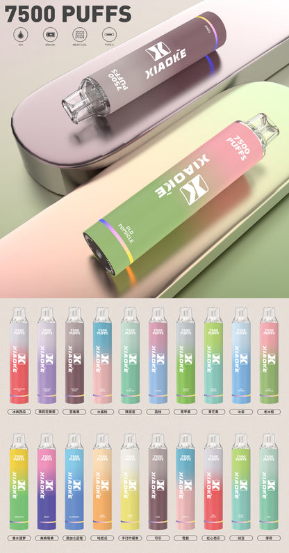 🚀【XIAOKE 梟客】發光拋棄式 7500口 一次性拋棄式-VAKA糖果雲煙館